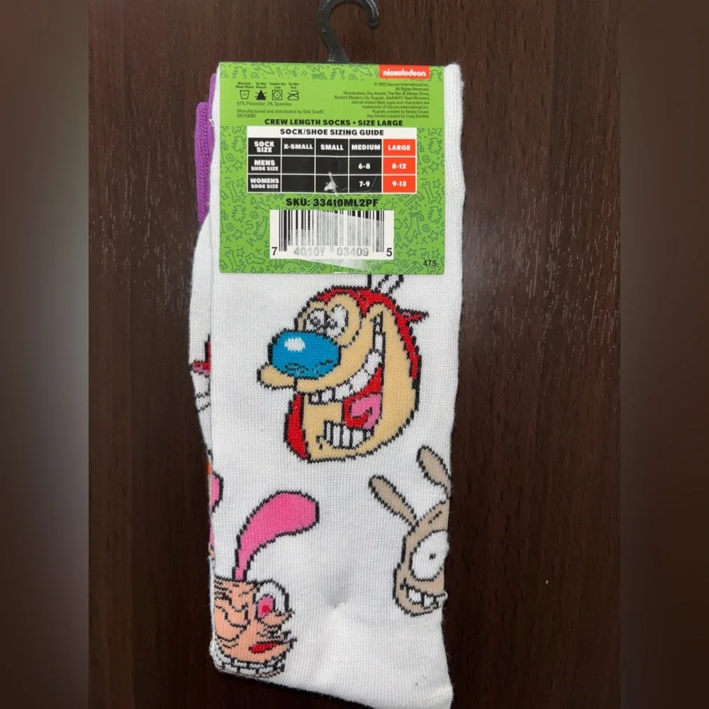 NICKELODEON NOVELTY CREW SOCKS NWT MEN’S SHOE SIZE 8-12